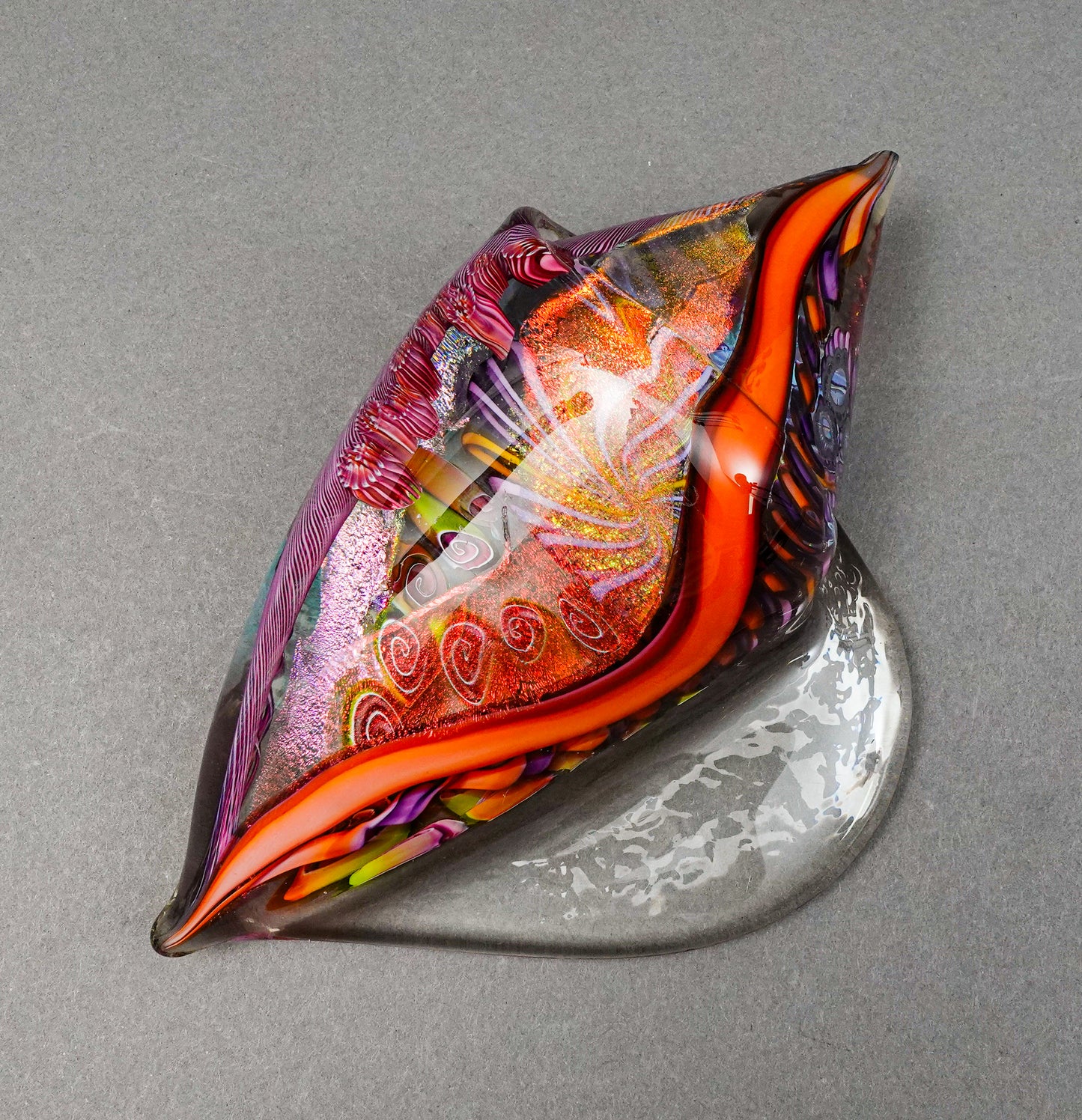 James Nowak Signed Studio Art Glass Sea Conch Shell Paperweight Sculpture