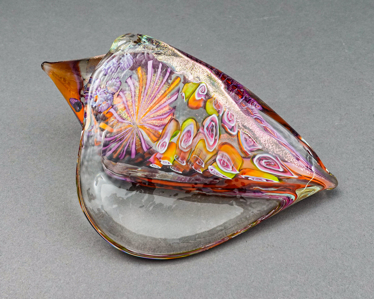 James Nowak Signed Studio Art Glass Sea Conch Shell Paperweight Sculpture