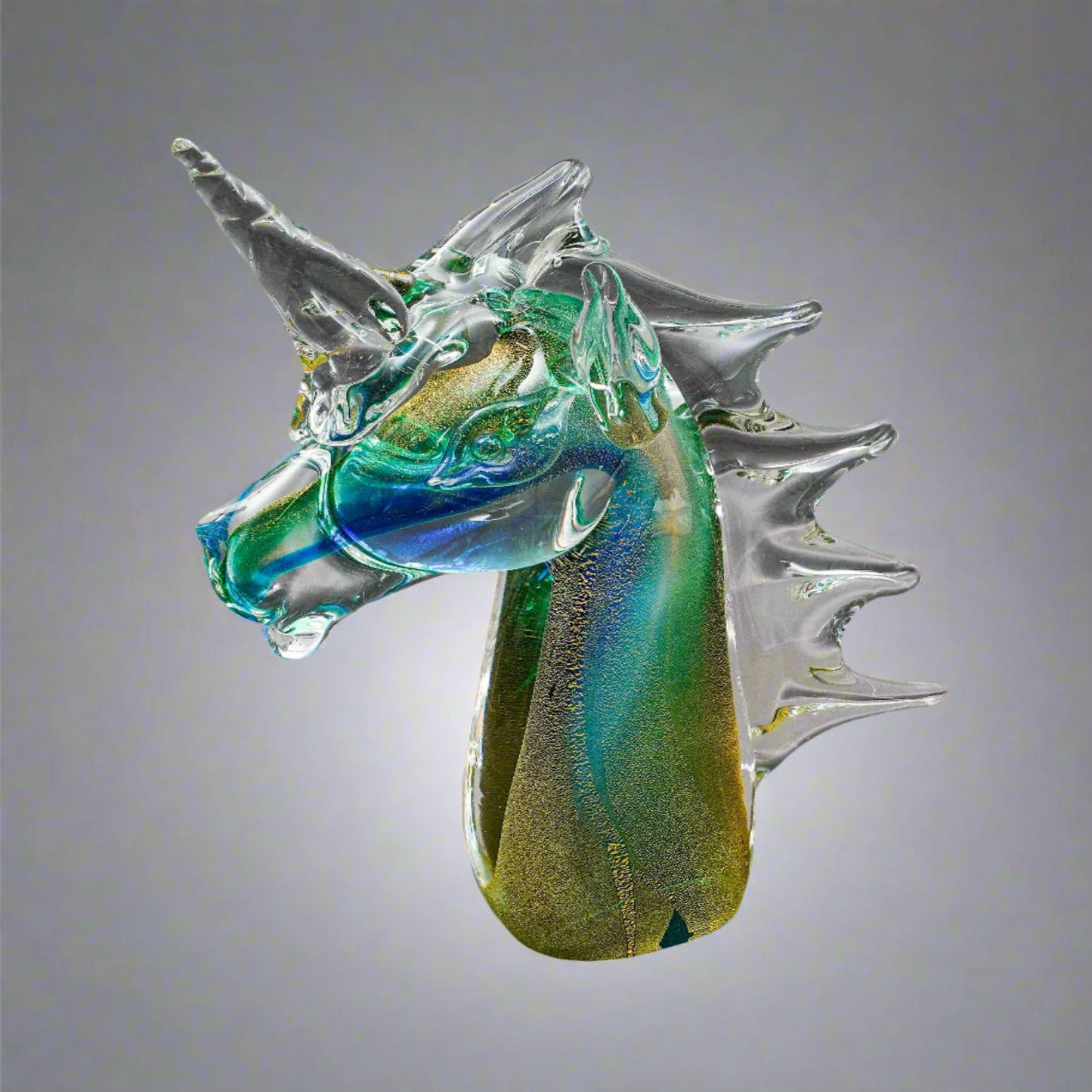 Archimede Seguso Murano Signed Italian Sommerso Glass Unicorn Horse Sculpture