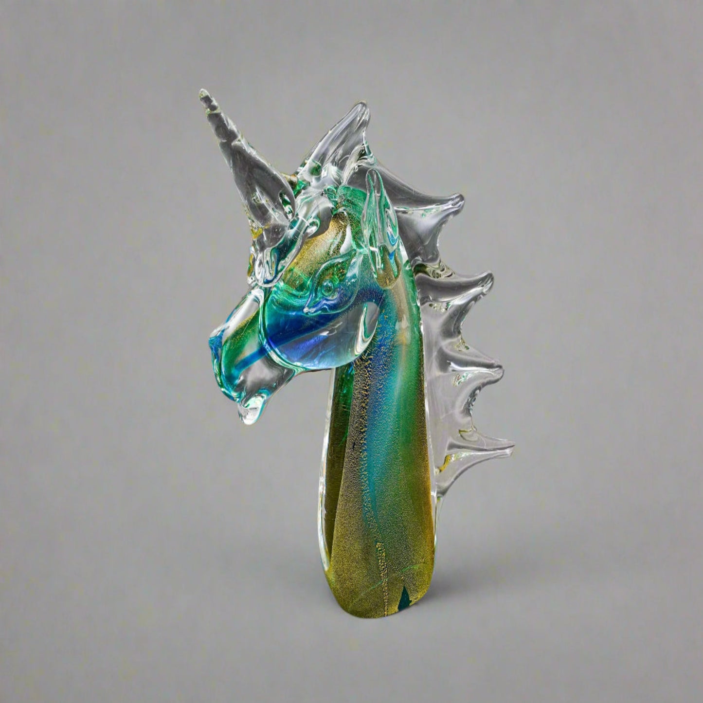 Archimede Seguso Murano Signed Italian Sommerso Glass Unicorn Horse Sculpture