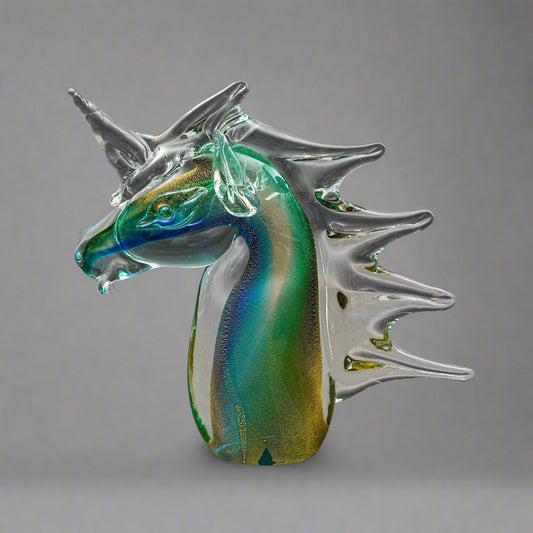 Archimede Seguso Murano Signed Italian Sommerso Glass Unicorn Horse Sculpture