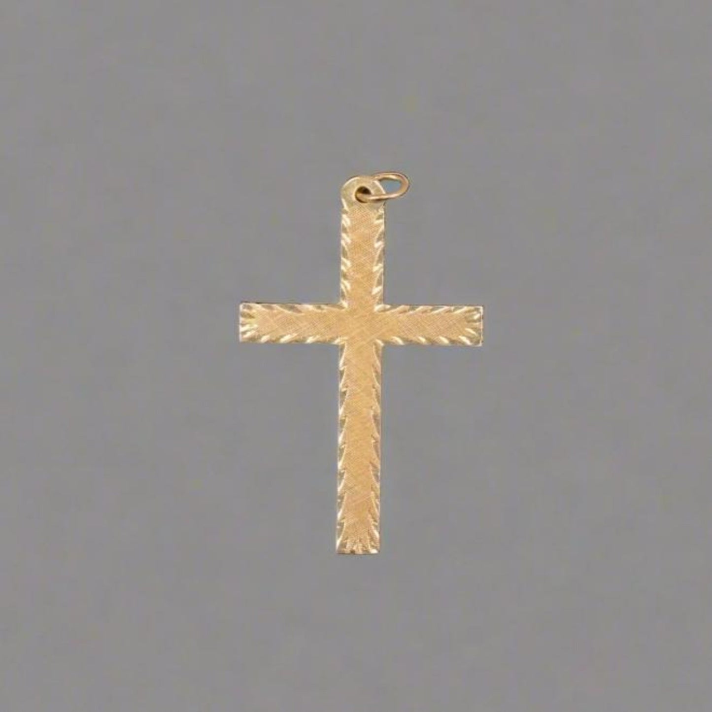 14K Yellow Gold Cross Religious Charm Pendant 1.7 Grams