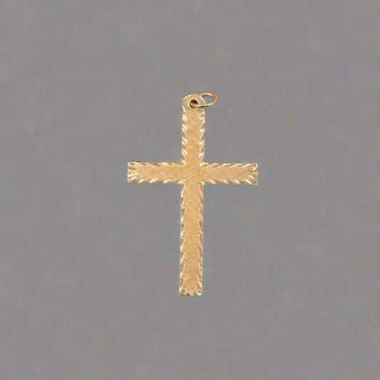 14K Yellow Gold Cross Religious Charm Pendant 1.7 Grams