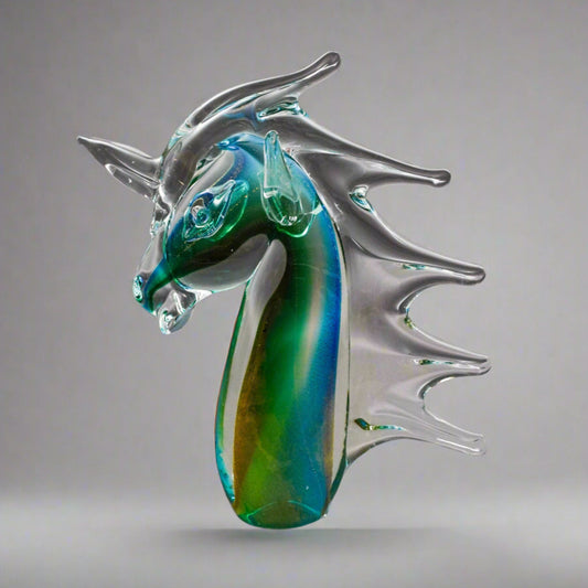 Archimede Seguso Murano Signed Italian Sommerso Glass Unicorn Horse Sculpture