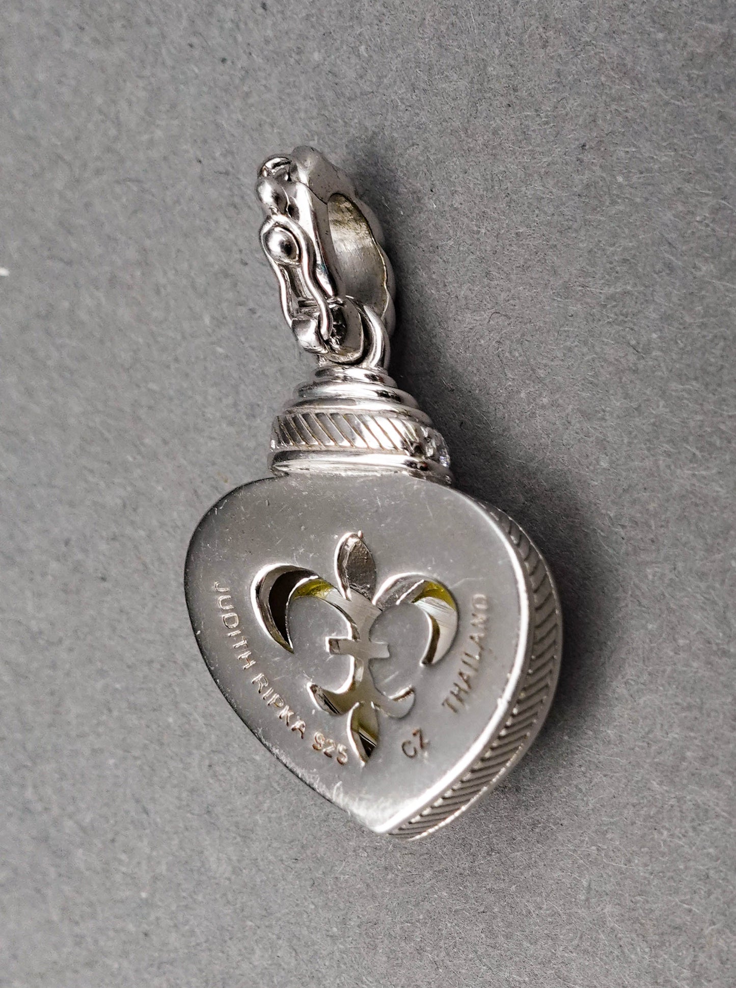 Judith Ripka Sterling Silver Mother Of Pearl CZ Heart Charm Pendant Enhancer
