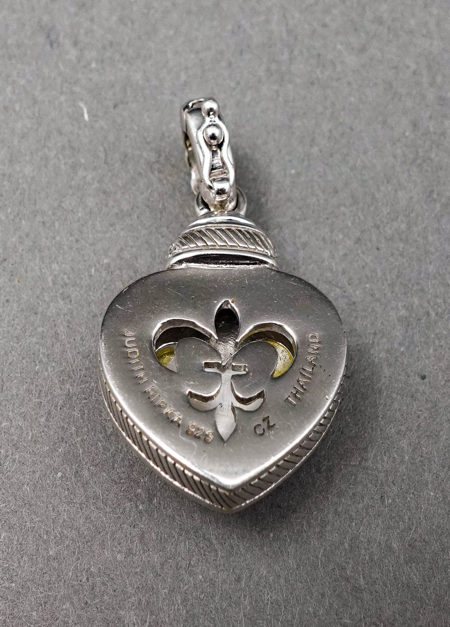 Judith Ripka Sterling Silver Mother Of Pearl CZ Heart Charm Pendant Enhancer