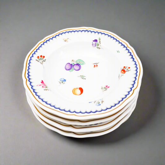 Richard Ginori Italian Fruits Porcelain 7 7/8" Rimmed Soup Bowls Set Of 4