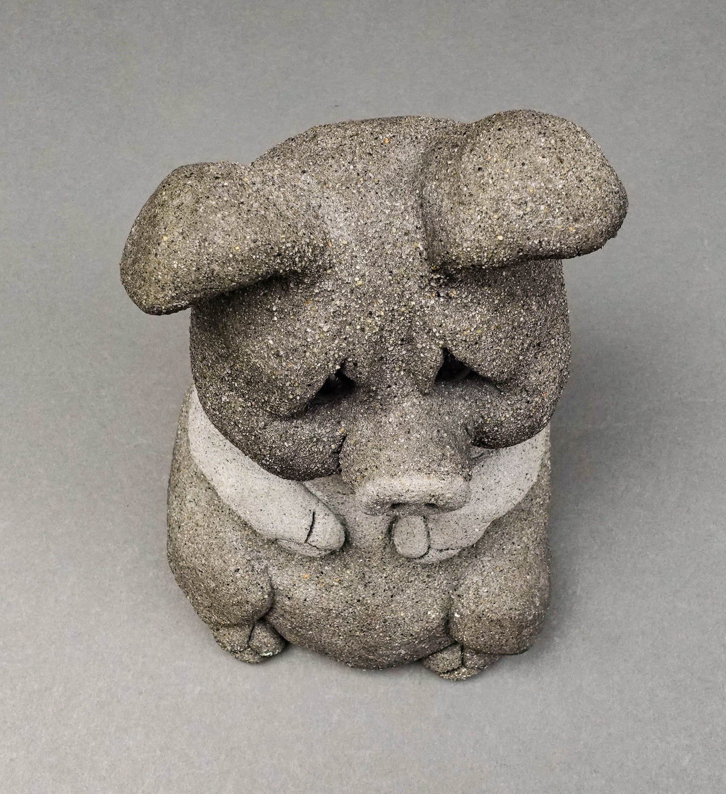 Lou Rankin Signed Original 1998 Whimsical Concrete Pig Sculpture 8 1/2"