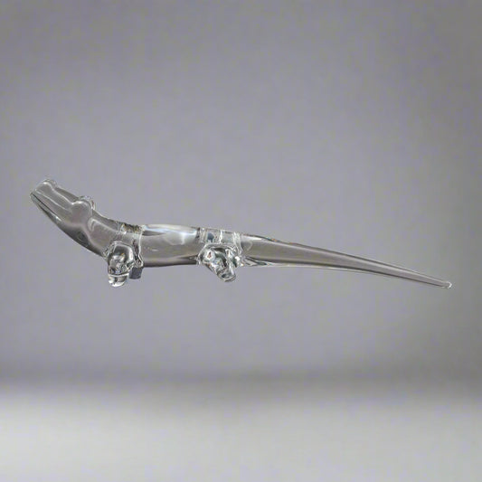 Daum Crystal France Signed Alligator Glass Figurine Sculpture 16 1/2"