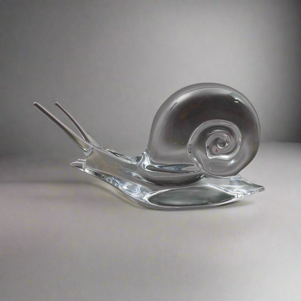 Daum Crystal France Signed Snail Escargot Large Glass Figurine Sculpture 13 1/8"