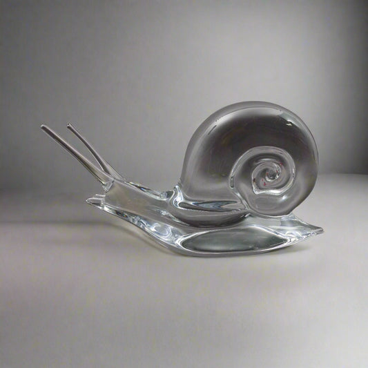 Daum Crystal France Signed Snail Escargot Large Glass Figurine Sculpture 13 1/8"