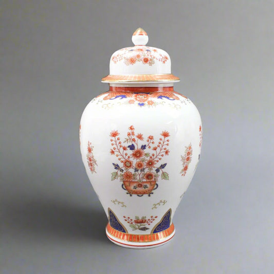 Mottahedeh Design Vintage Japanese Imari Floral Ginger Jar With Lid Large 15"