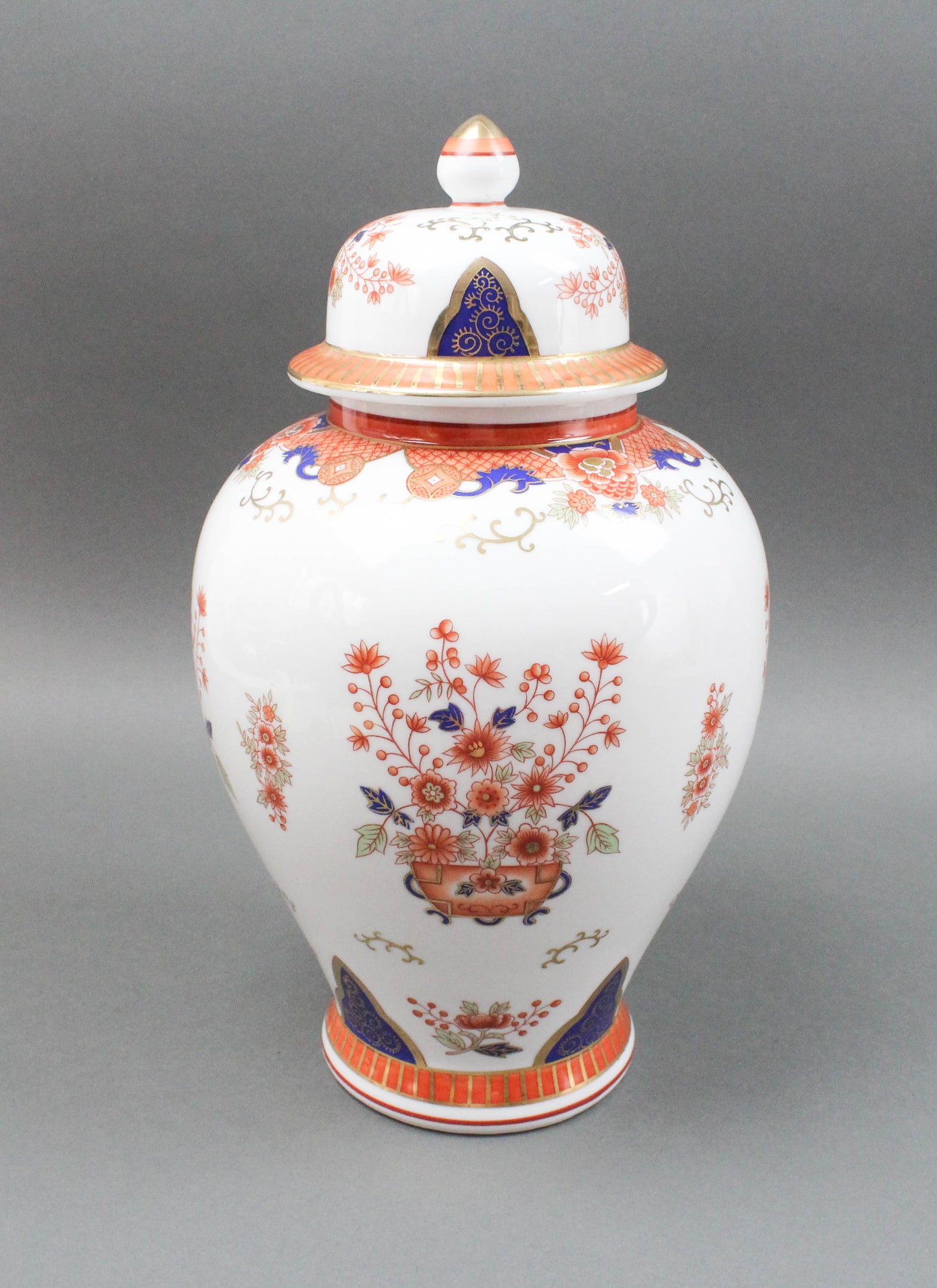 Mottahedeh Design Vintage Japanese Imari Floral Ginger Jar With Lid Large 15"