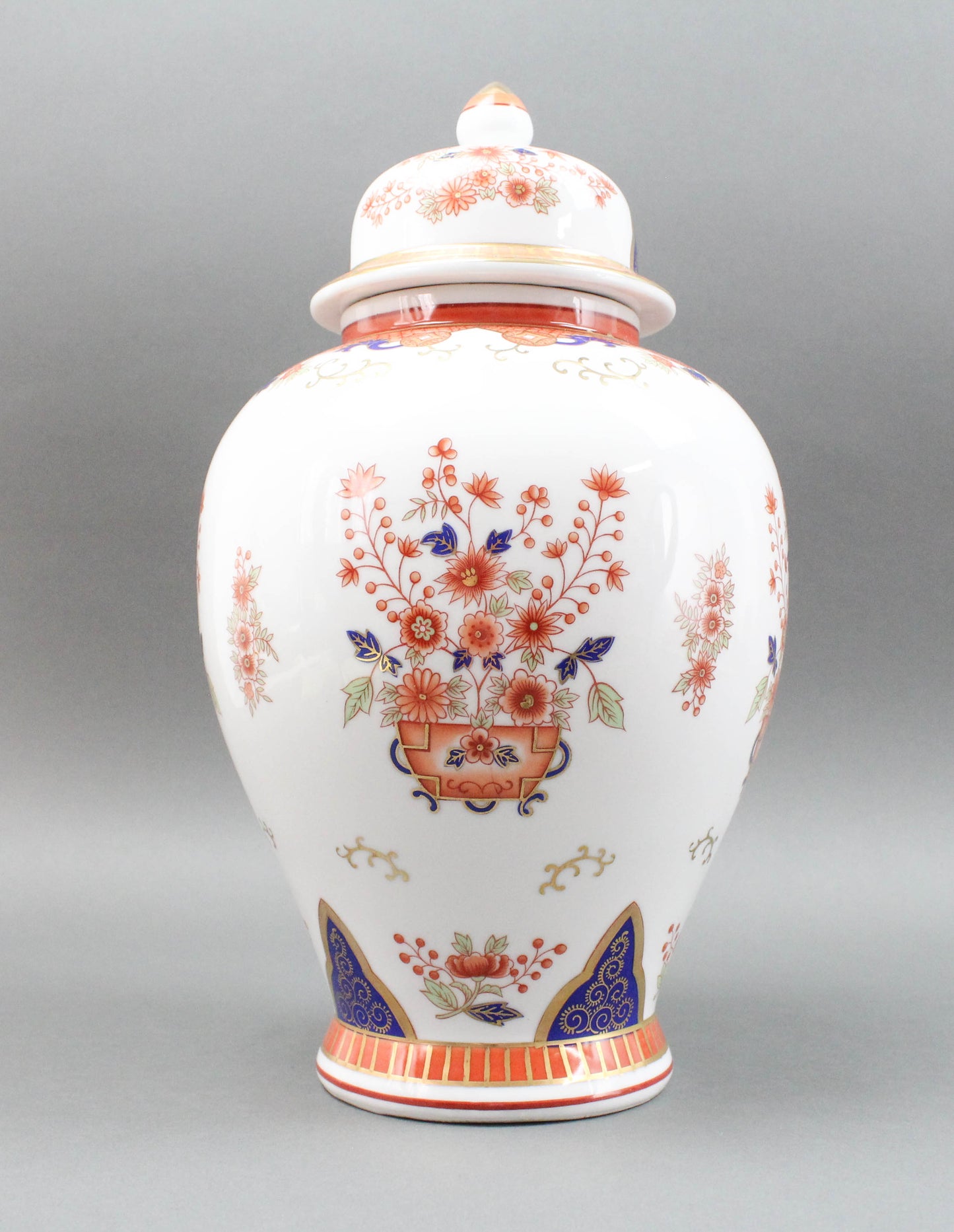 Mottahedeh Design Vintage Japanese Imari Floral Ginger Jar With Lid Large 15"