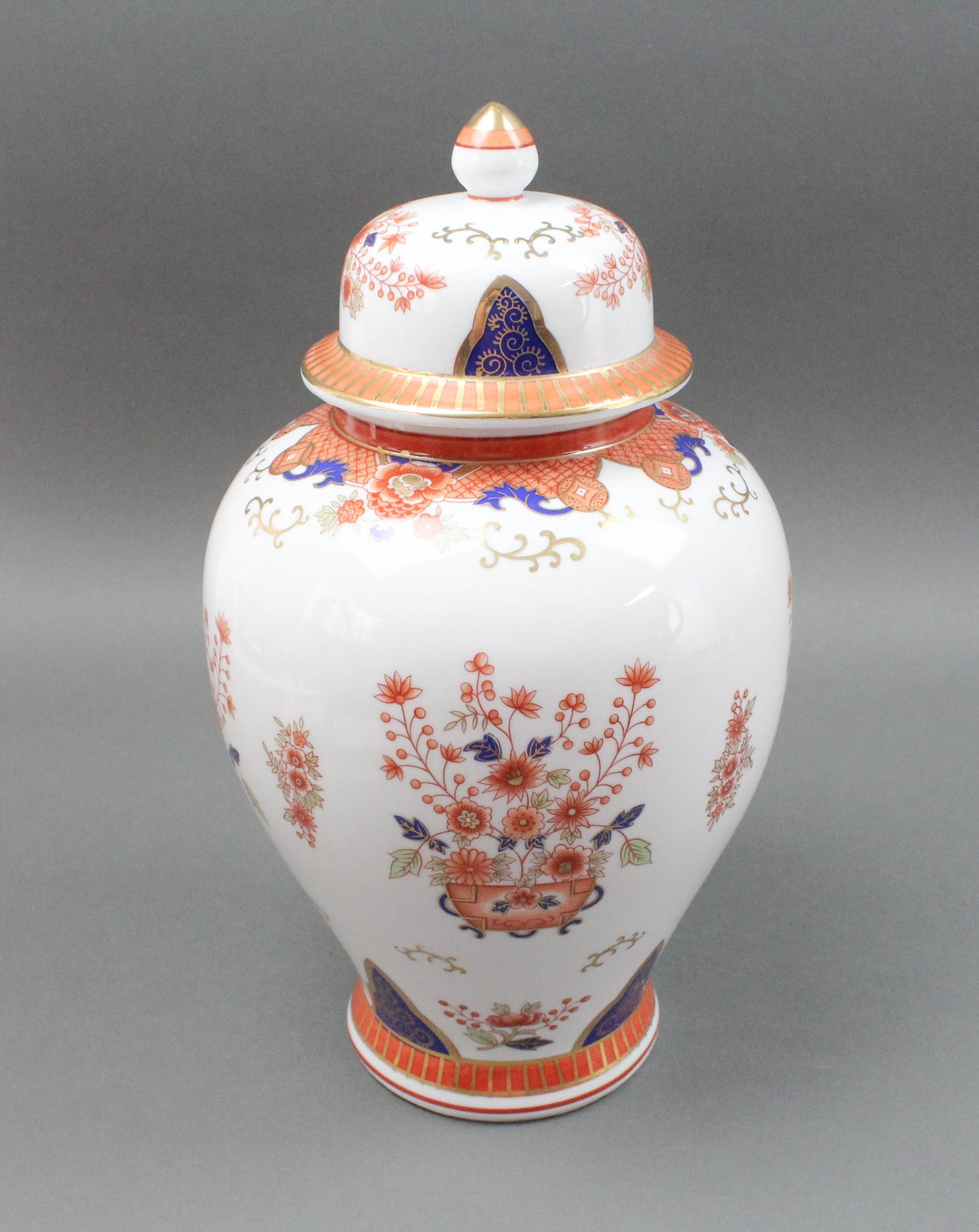 Mottahedeh Design Vintage Japanese Imari Floral Ginger Jar With Lid Large 15"