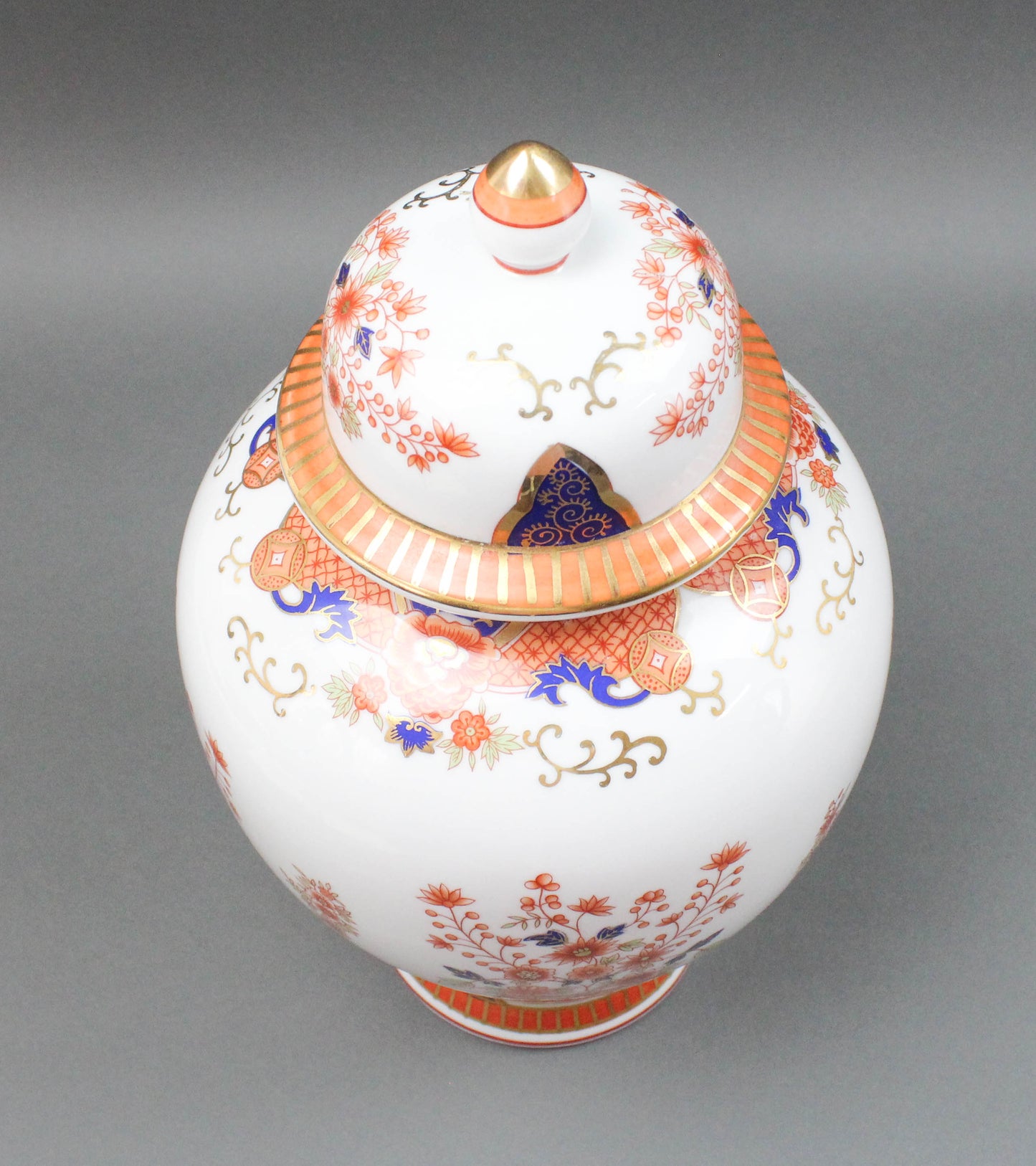 Mottahedeh Design Vintage Japanese Imari Floral Ginger Jar With Lid Large 15"