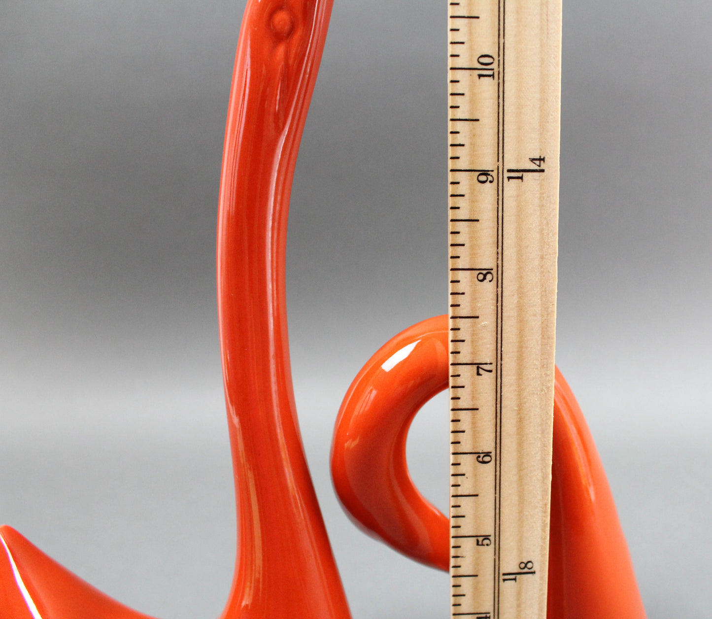 Jaru California Pair Orange Art Pottery Swans Bird Sculpture Mid Century Modern