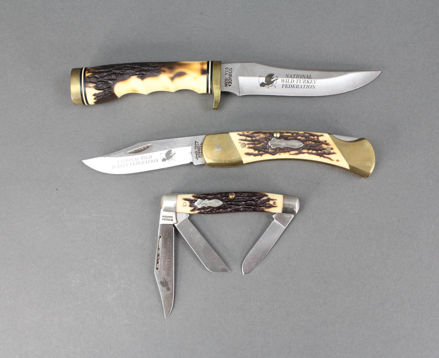 Schrade USA Uncle Henry National Wild Turkey Federation 3 Piece Knife Set